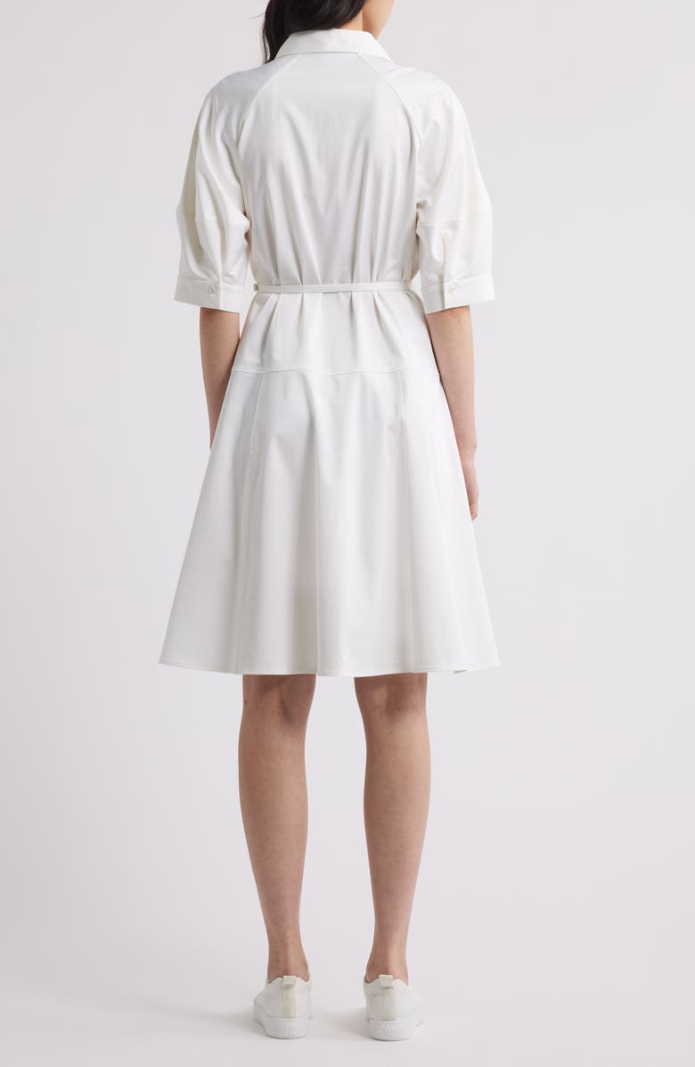 BOSS Delaurena Belted Stretch Cotton Shirtdress, Alternate, color, White