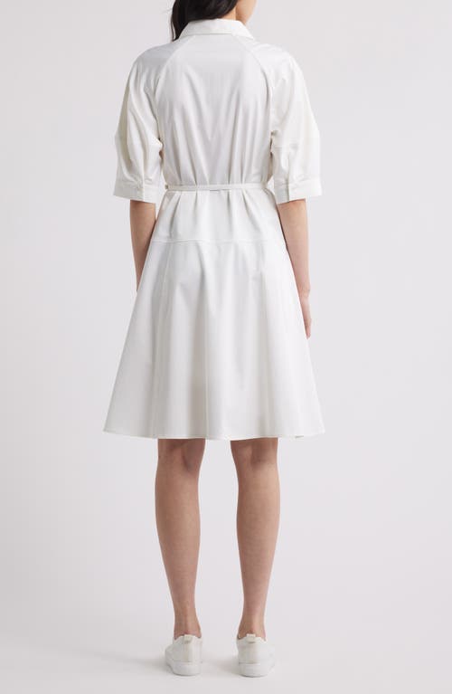Hugo Boss Boss Delaurena Belted Stretch Cotton Shirtdress In White