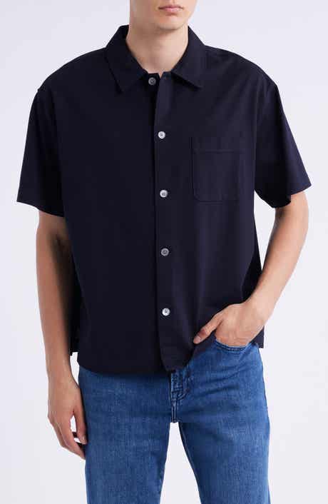 FRAME Short Sleeve Piqué Button-Up Shirt