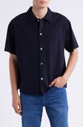 FRAME Short Sleeve Piqué Button-Up Shirt
