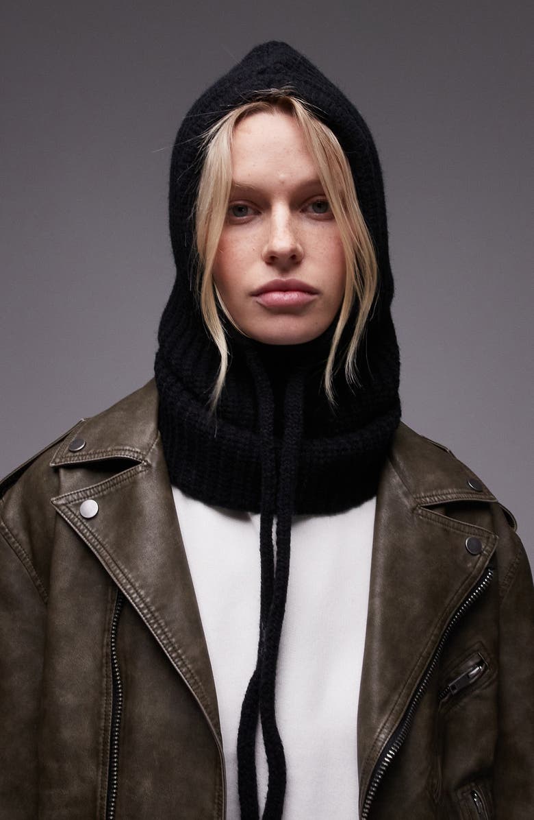 Topshop Hero Rib Balaclava, Alternate, color, 