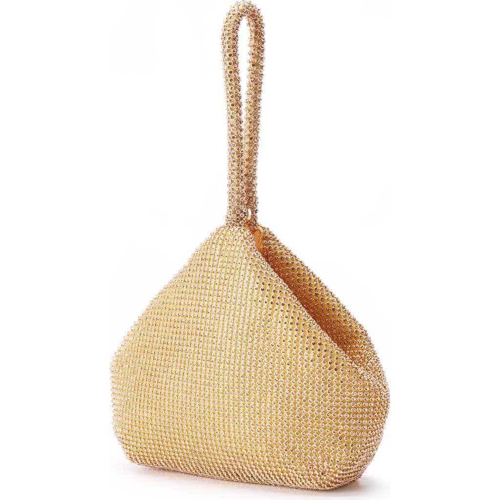 Lady Couture Rhinestone Covered Handle Handbag In Gold