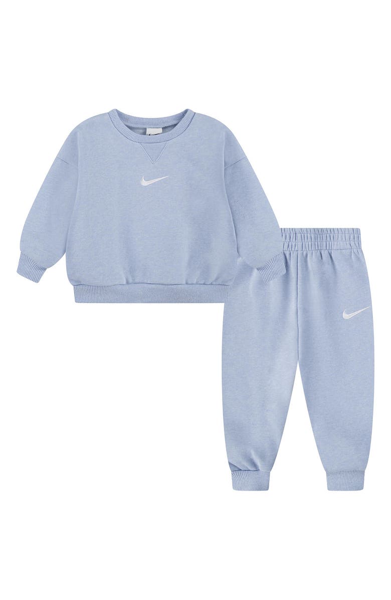 Nike Essential Fleece Crewneck Sweatshirt & Joggers Set, Main, color, Cobalt Bliss Heather