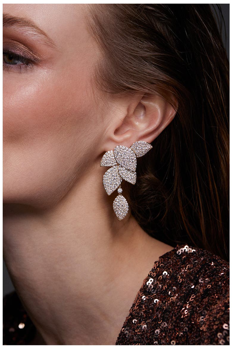 Starlet Leaf Linear Drop Earrings, Alternate, color, GOLD