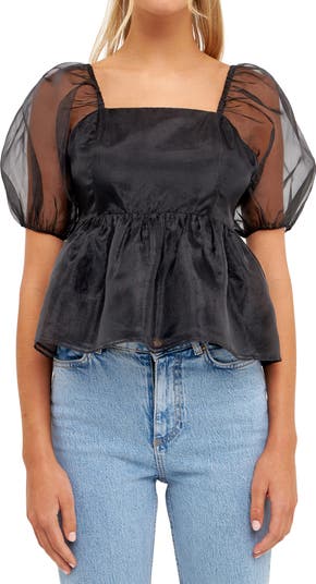トップス Organza Peplum Tops English Factory Organza Peplum Top | Nordstrom