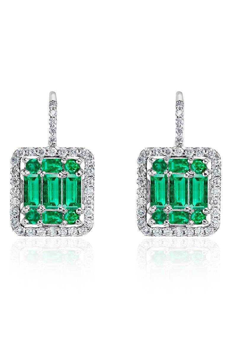 Mindi Mond Clarity Emerald & Diamond Halo Earrings, Main, color,