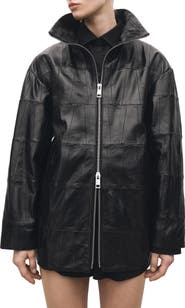 MANGO Patchwork Leather Jacket