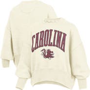 PRESSBOX Women's Pressbox Natural South Carolina Gamecocks Oversized Waist-Length Crewneck Sweatshirt