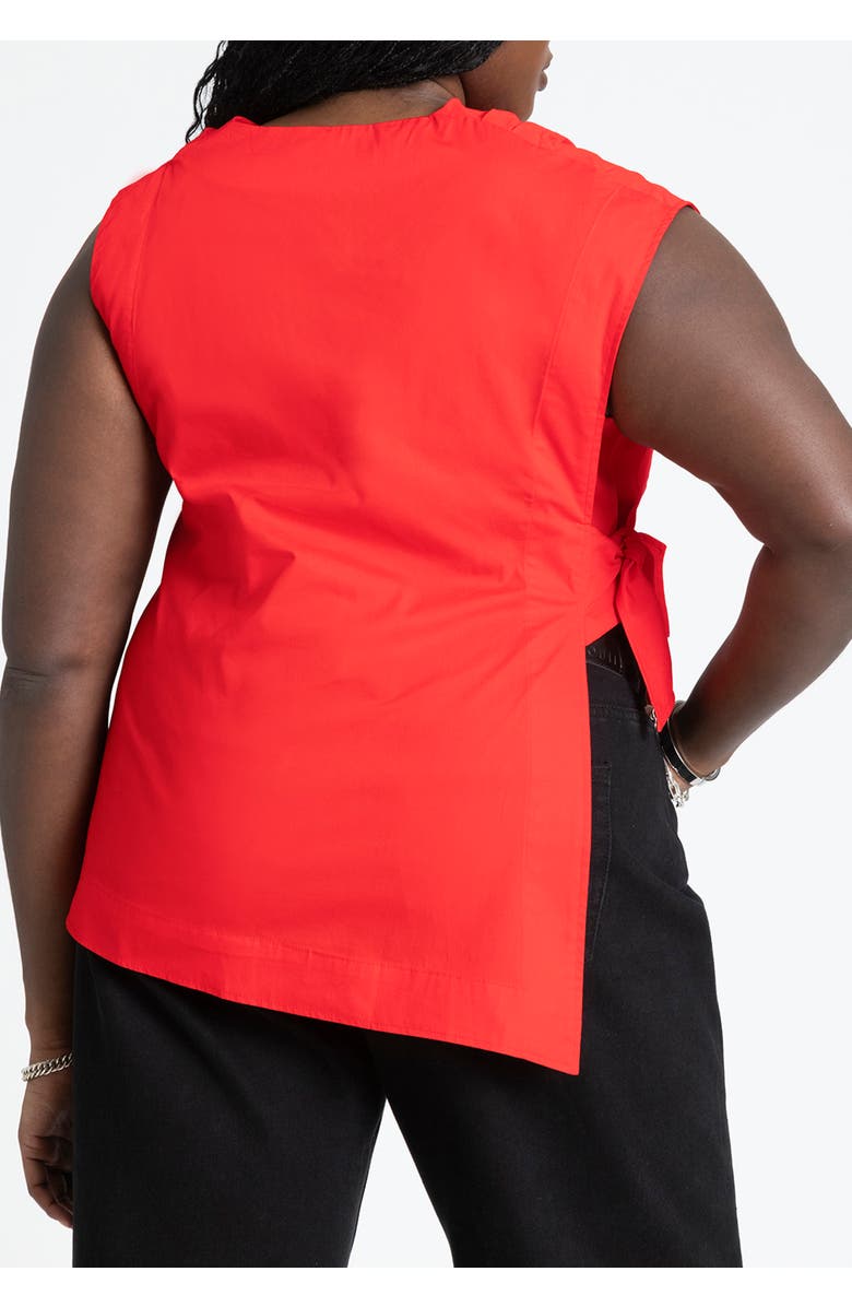 ELOQUII Asym Tie Top, Alternate, color, High Risk Red