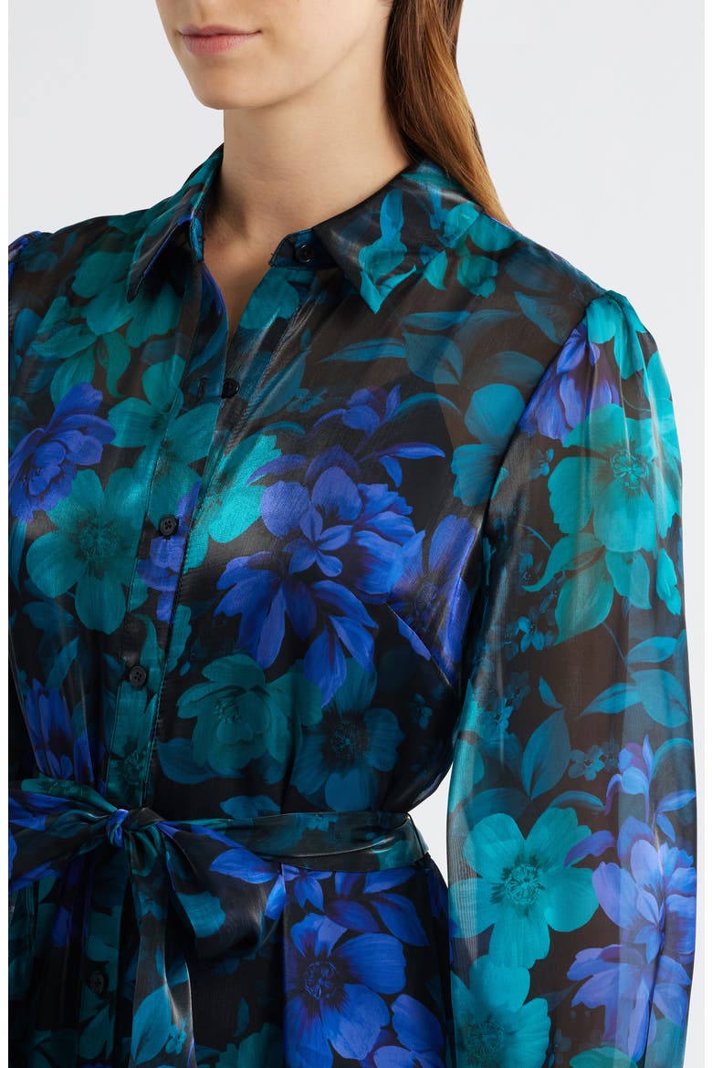 Floral Print Long Sleeve Shirtdress, Alternate, color, BLUE MULTI