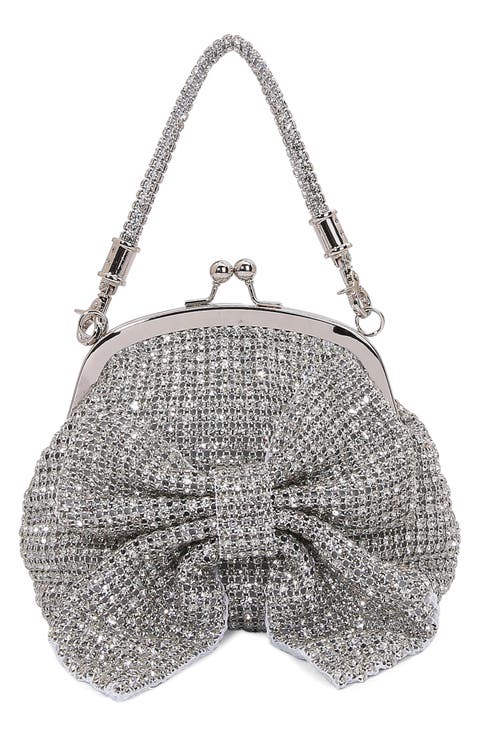 Rhinestone Embellished Bow Handbag