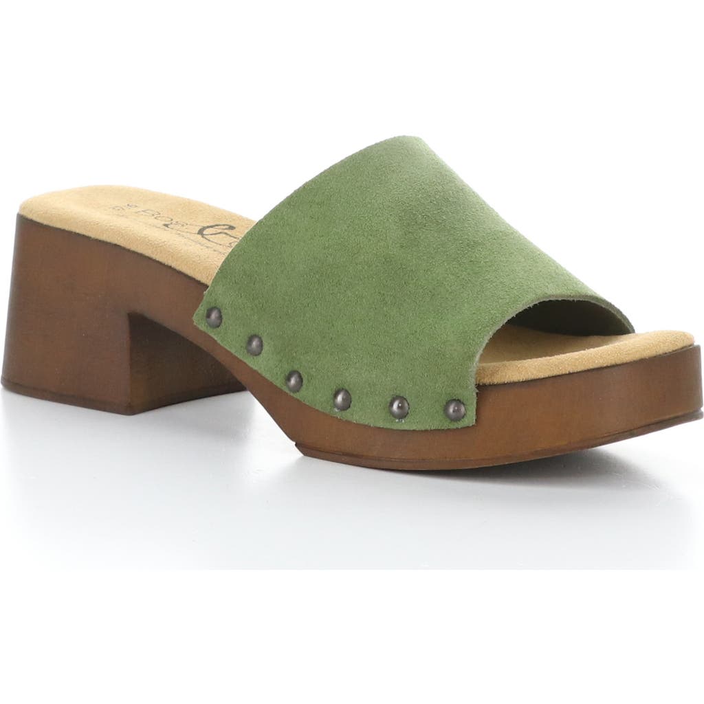Bos. & Co. Marly Platform Slide Sandal In Moss Suede