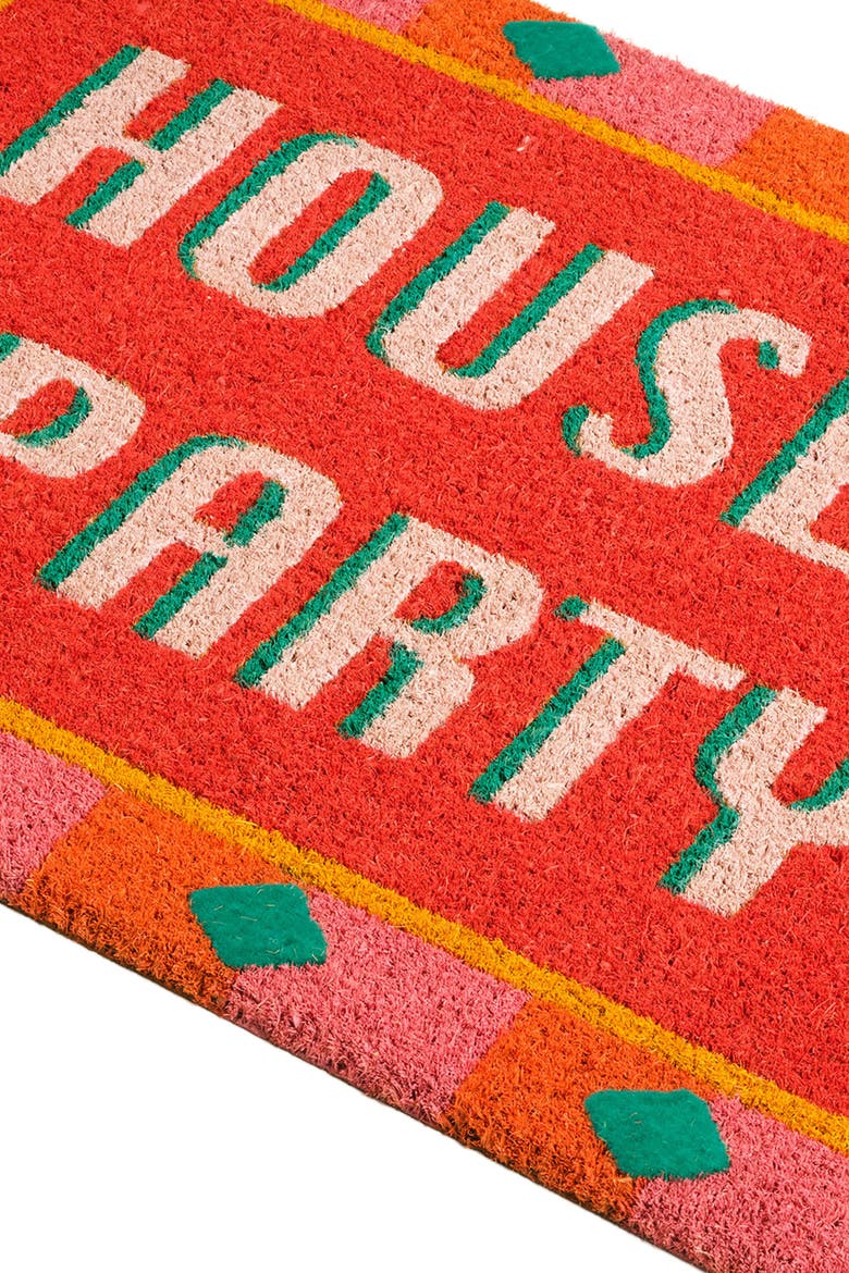 Kerala Party Coir Doormat 18" x 30", Alternate, color, Pink