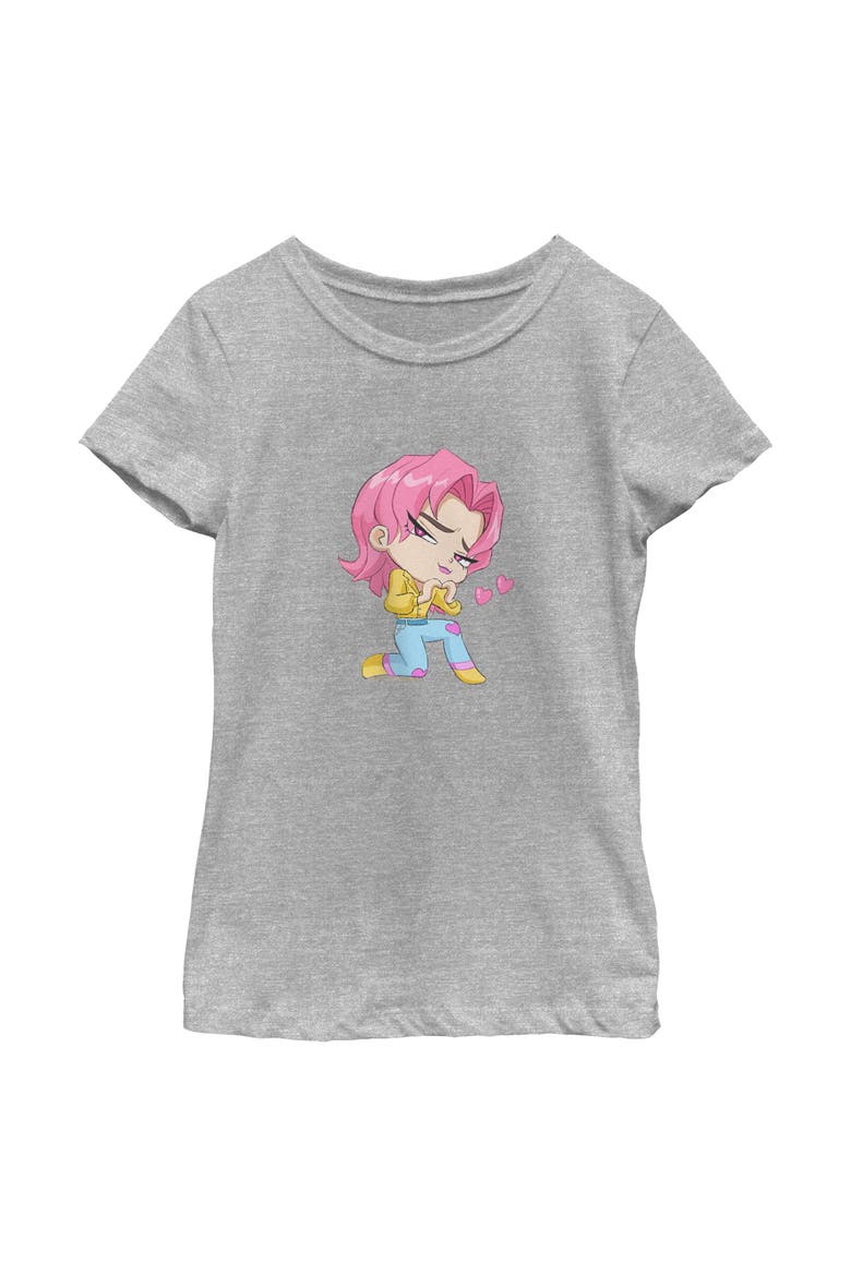 Girl's KPop Demon Hunters Chibi Romance Heart  Graphic T-Shirt, Main, color, Athletic Heather