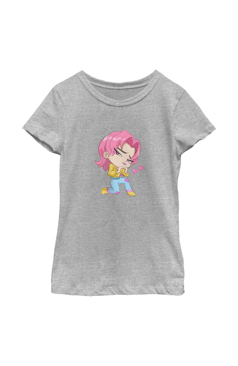 KPop Demon Hunters Girl's KPop Demon Hunters Chibi Romance Heart  Graphic T-Shirt, Main, color, Athletic Heather