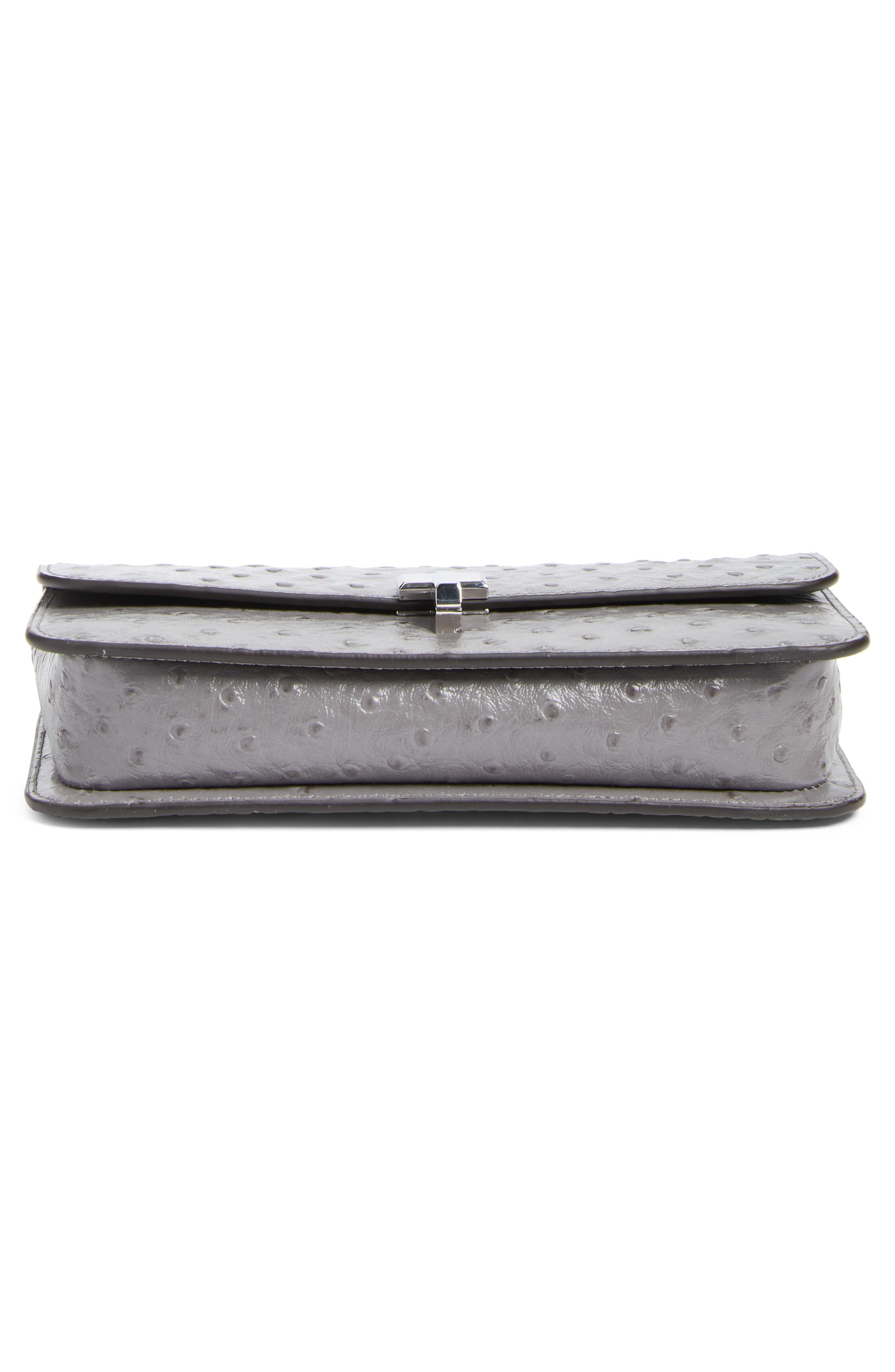 T-Lock Ostrich Embossed Leather Crossbody Bag, Alternate, color, GREY
