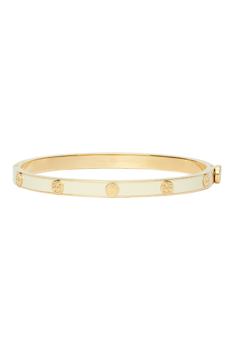 Miller Stud Enamel Hinge Bracelet, Main, color, TORY GOLD / NEW IVORY