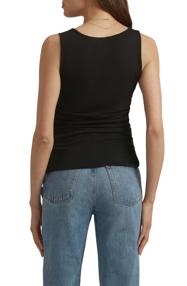 Favorite Daughter The Smooth Operator Ruched Cotton & Modal Tank, Alternate, color, Black