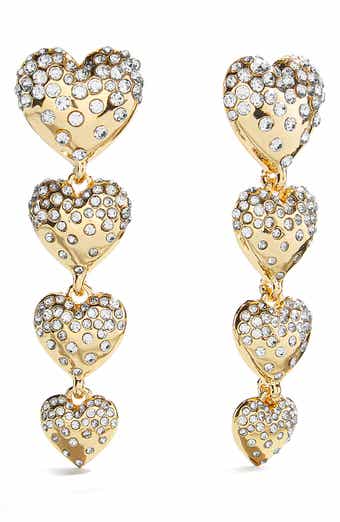 Isabelle Pavé Heart Linear Drop Earrings