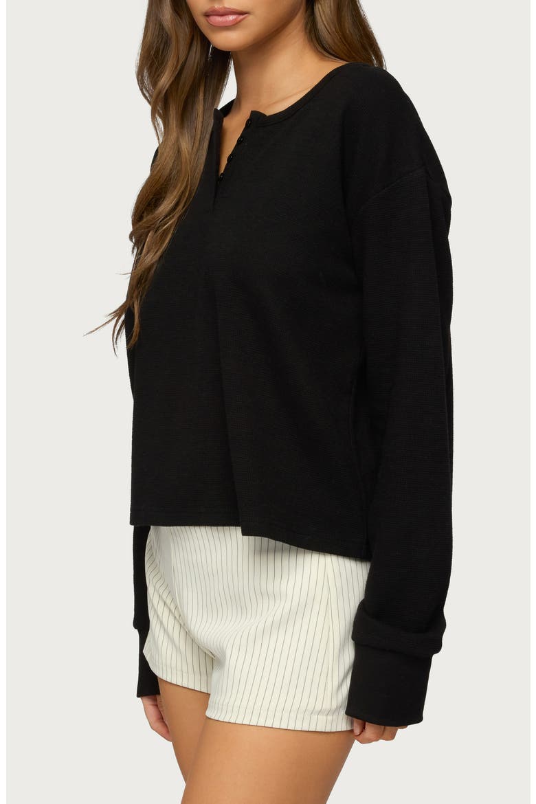 Deni Waffle Knit Henley, Alternate, color, BLACK