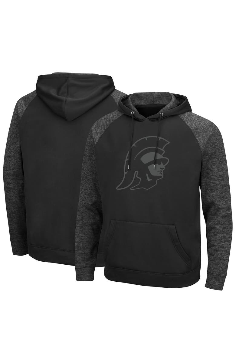 COLOSSEUM Men's Colosseum USC Trojans Blackout 3.0 Tonal Raglan Pullover Hoodie, Main, color, Black