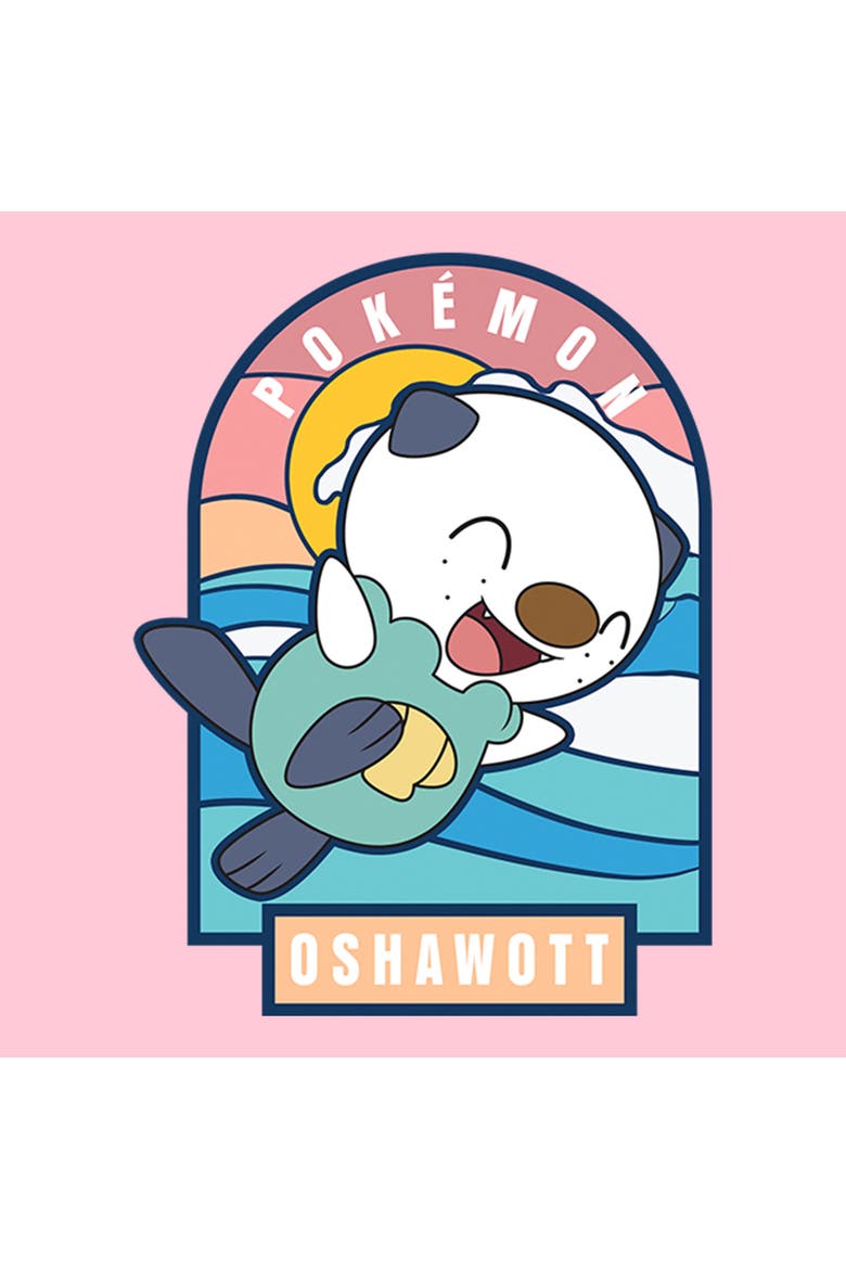 Girl's Pokemon Oshawott Cute Portrait  Graphic T-Shirt, Alternate, color, Light Pink