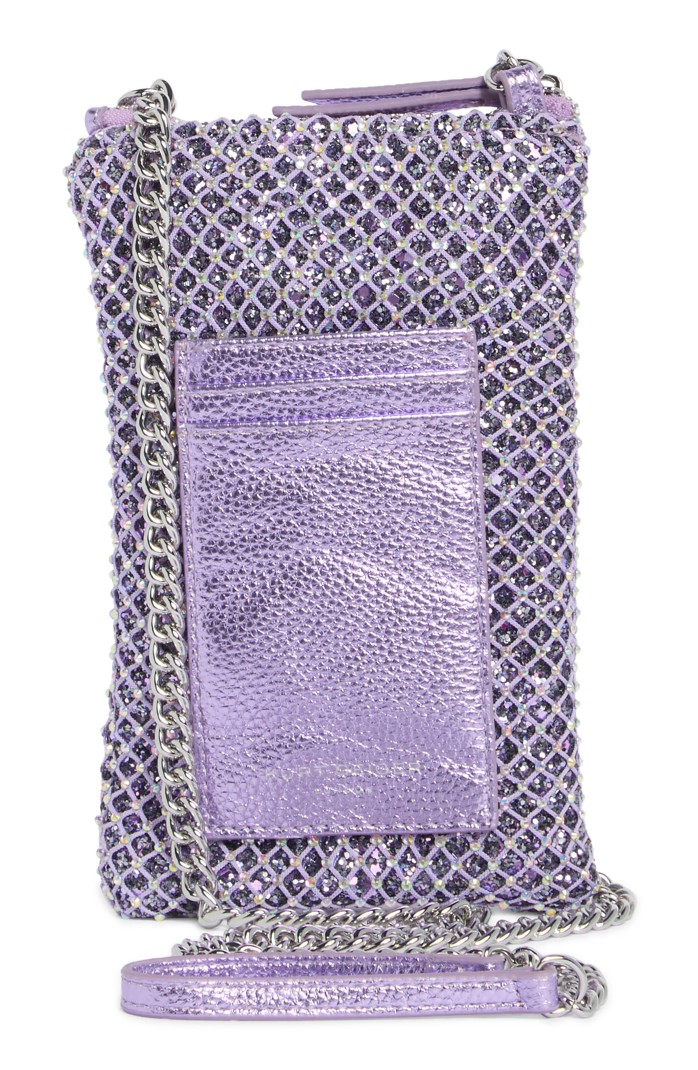 Crystal Lattice Phone Crossbody Bag, Alternate, color, LIGHT/ PASTEL PURPLE