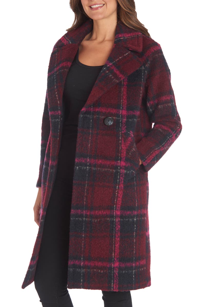 RACHEL Rachel Roy Plaid Notch Collar Topper, Main, color, 