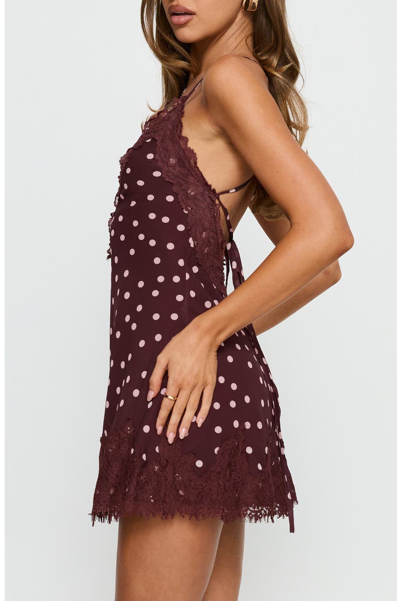 Call My Lover Polka Dot Mini Slipdress, Alternate, color, BROWN POLKA