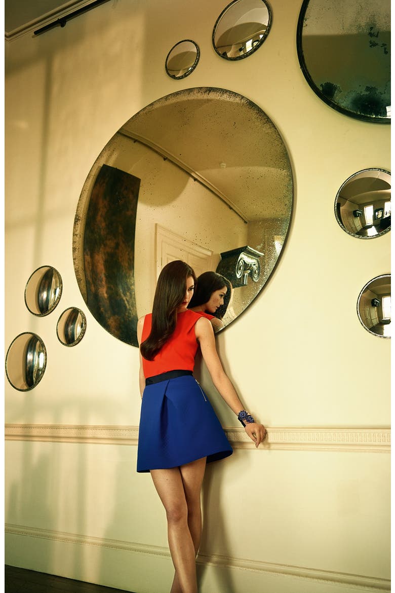 Zip Pocket Skater Skirt, Alternate, color, BRIGHT BLUE