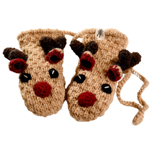 Nirvana Designs Crochet Reindeer Mittens In White
