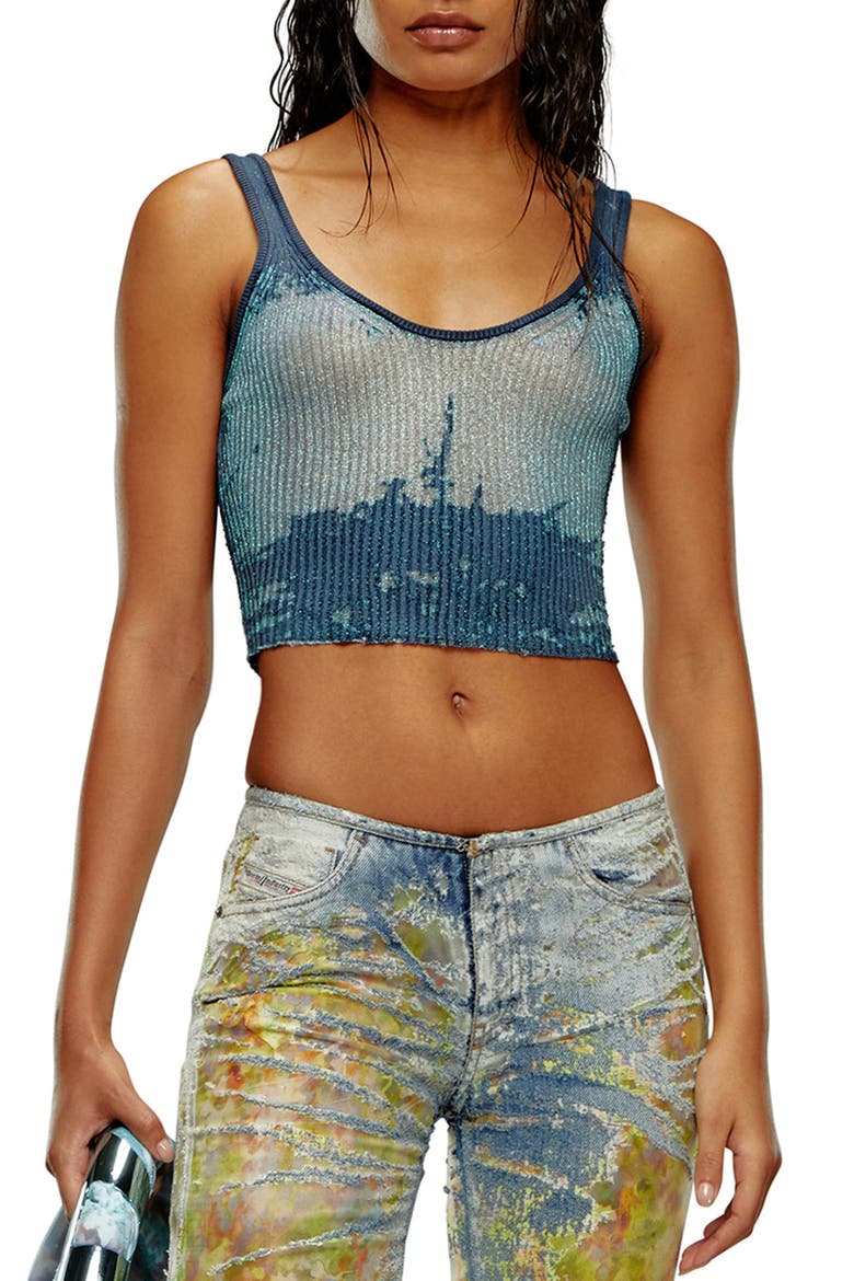 M-Deidrina Crop Tank, Main, color, BLUE LUREX
