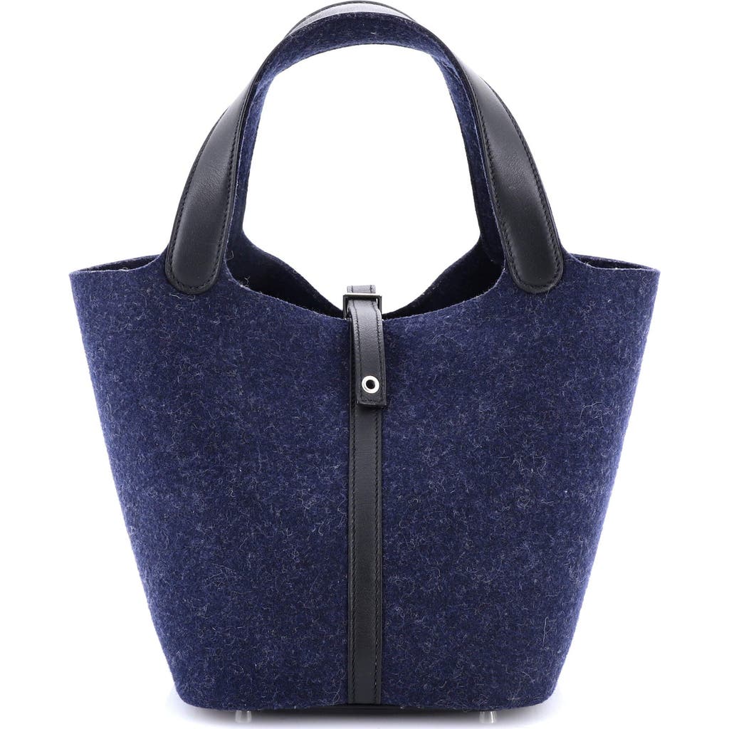 Pre-owned Hermes Hermes Picotin Lock Bag Felt With Leather Mm In Blue