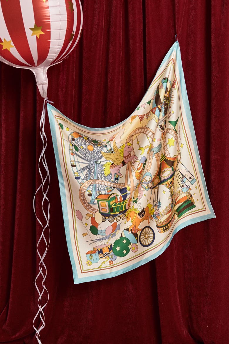 "Pop Pony" Silk Twill Bandana Scarf, Alternate, color, Champagne