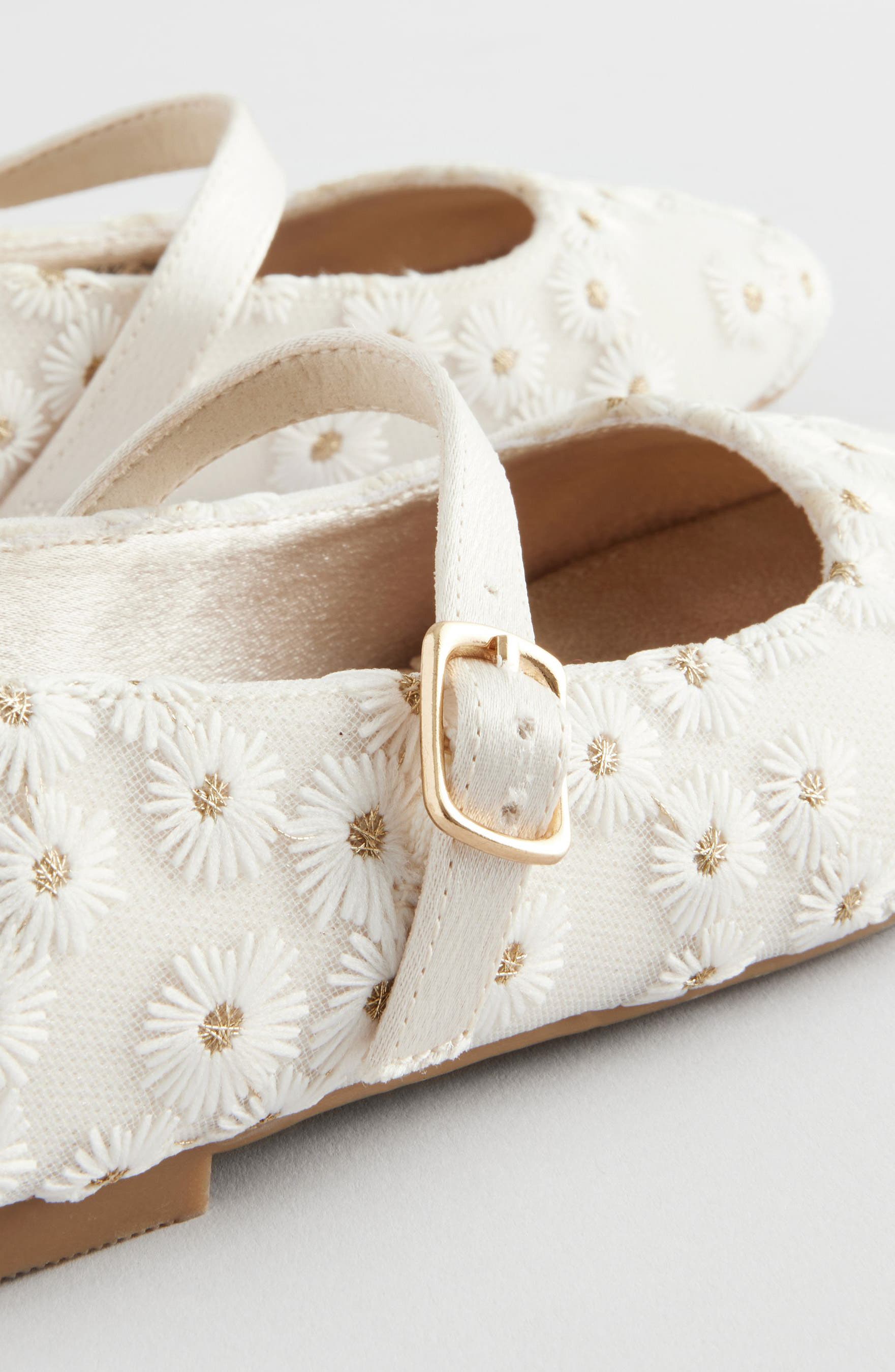 NEXT Kids
 Embroidered Daisy Mary Jane Flat, Alternate, color, Cream