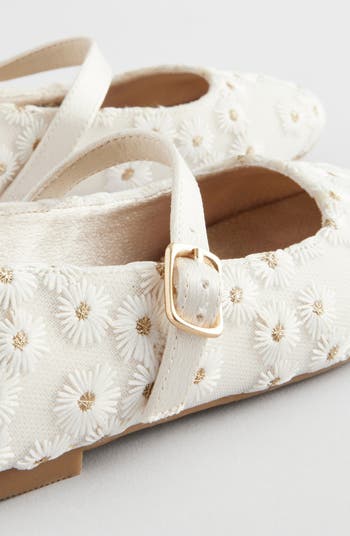 Kids' Embroidered Daisy Mary Jane Flat