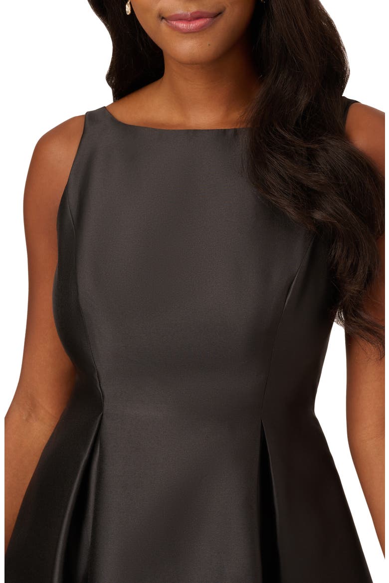 Sleeveless Mikado Fit & Flare Midi Dress, Alternate, color, BLACK