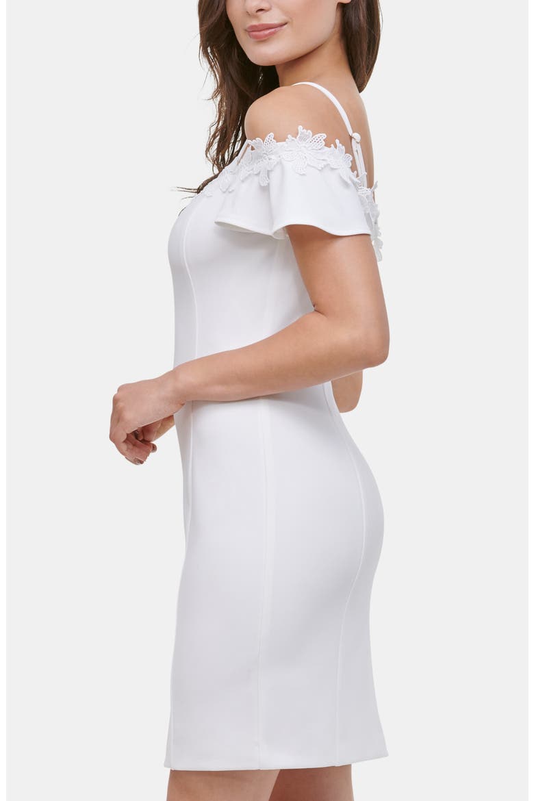Off-the-Shoulder Scuba Crepe Dress, Alternate, color, IVORY