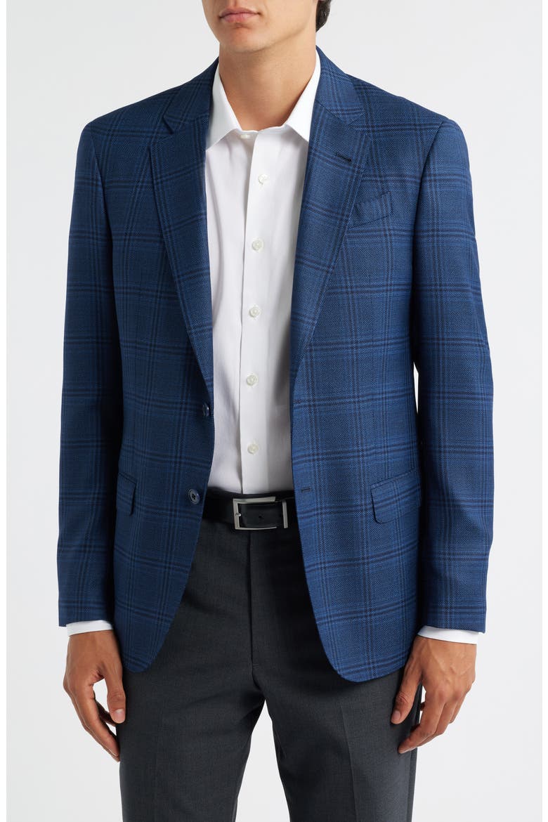 G-Line Textured Navy Check Sport Coat, Main, color, FANCY BLUE