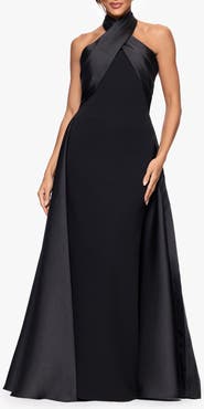 Betsy & Adam Twist Halter Neck Mikado Scuba Crepe Gown