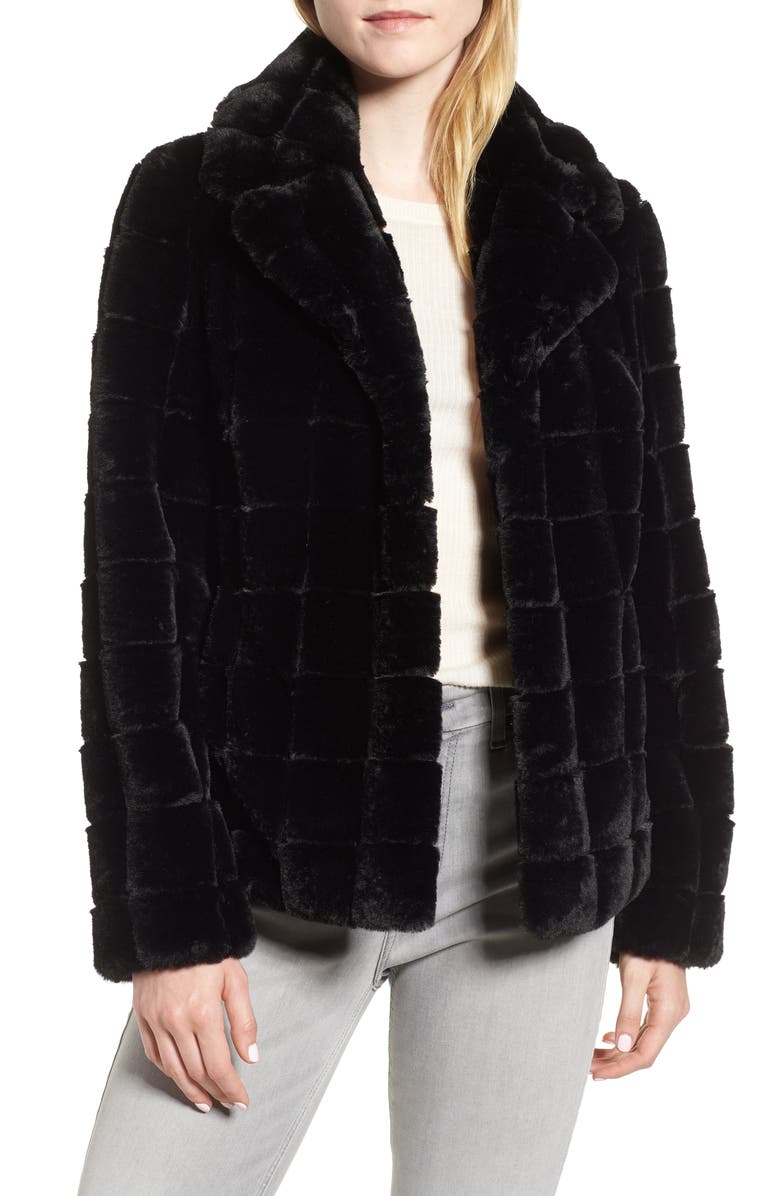 Kristen Blake Quilted Faux Fur Jacket, Main, color, 