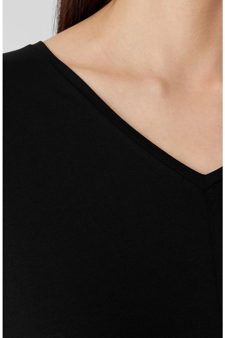 V-Neck Three-Quarter Sleeve Top, Alternate, color, BLACK