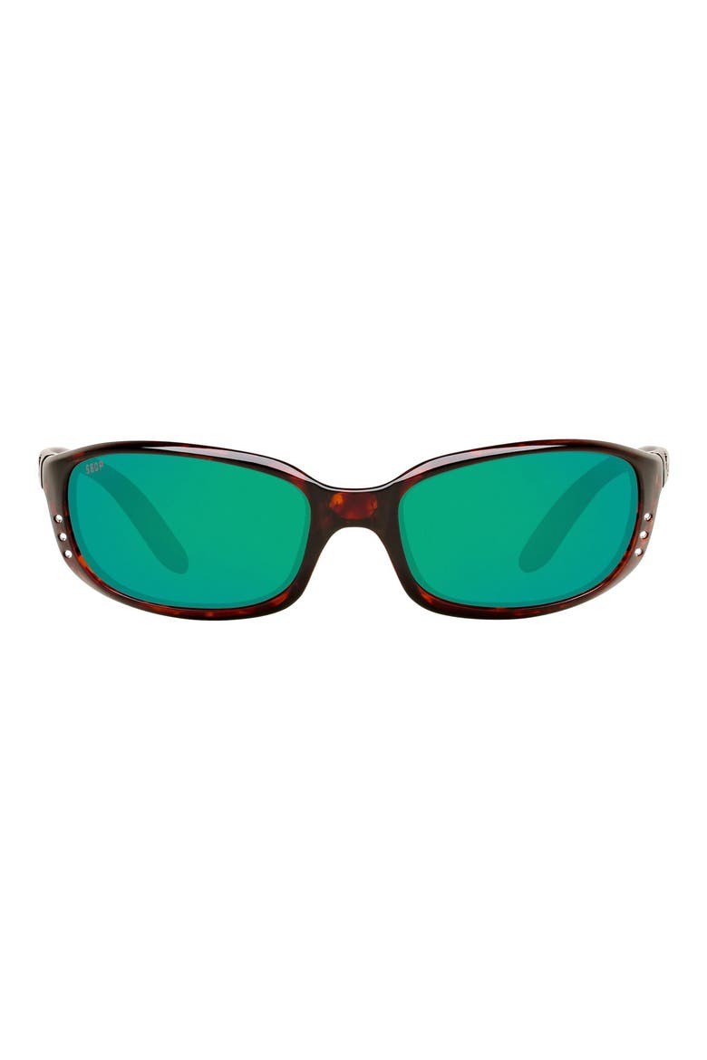 Brine 59mm Mirrored Polarized Oval Sunglasses, Main, color, TORTOISE/ GREEN MIRROR