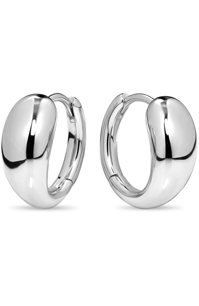 DEVATA Teardrop Hoop Earrings in Rhodium Plated Sterling Silver, Main, color, Silver