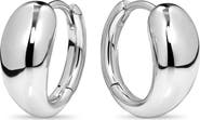 DEVATA Teardrop Hoop Earrings in Rhodium Plated Sterling Silver