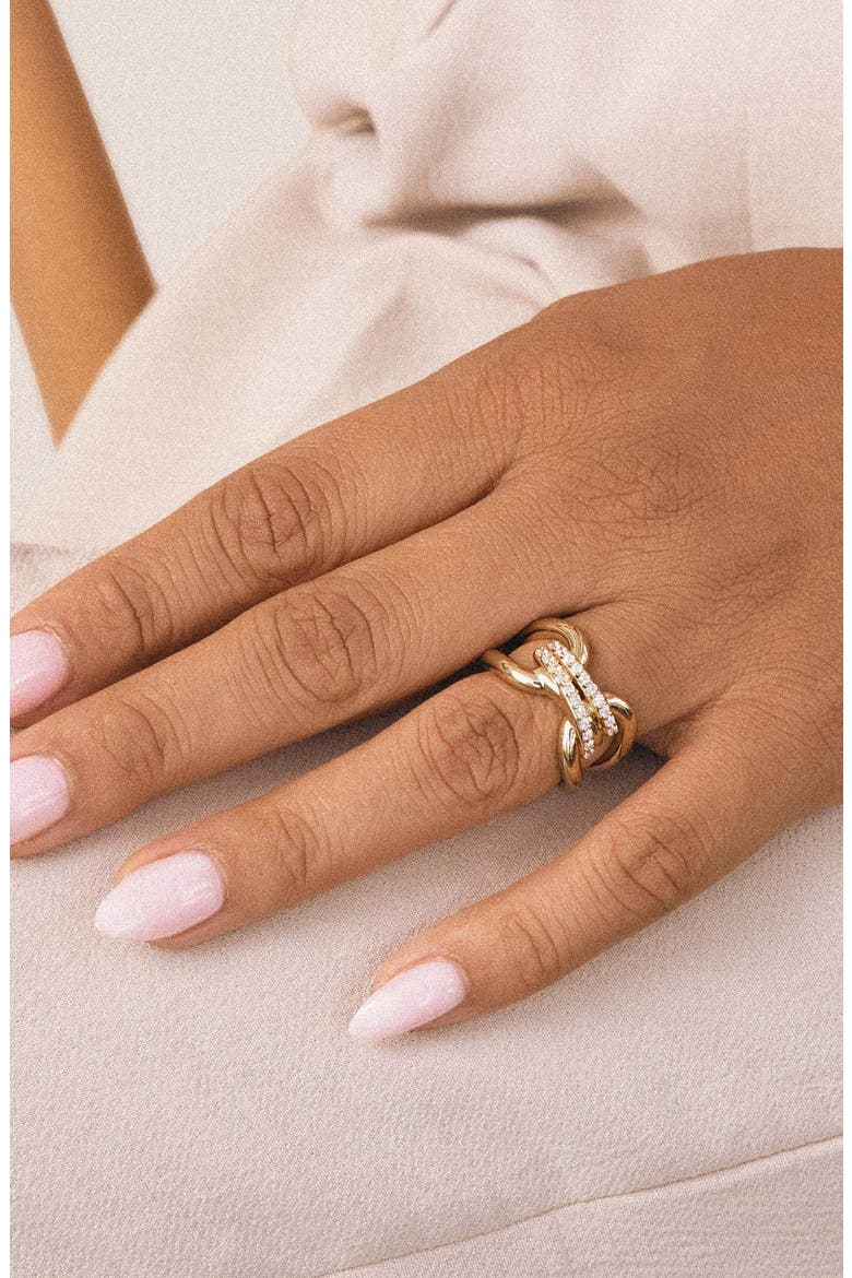 Knot Pave Wrap Statement Ring, Alternate, color, GOLD