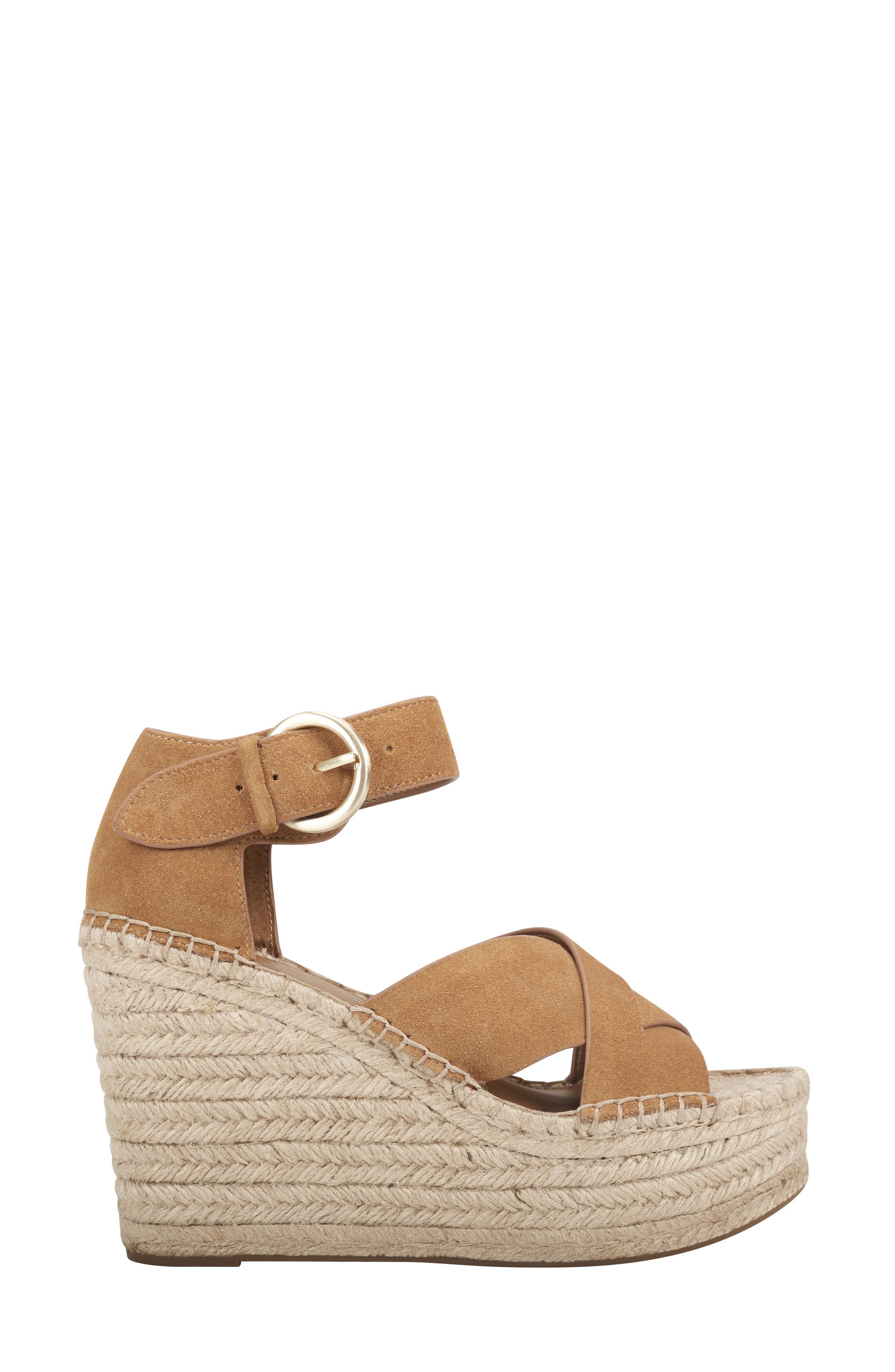 Amari Ankle Strap Espadrille Wedge, Alternate, color, COGNAC SUEDE