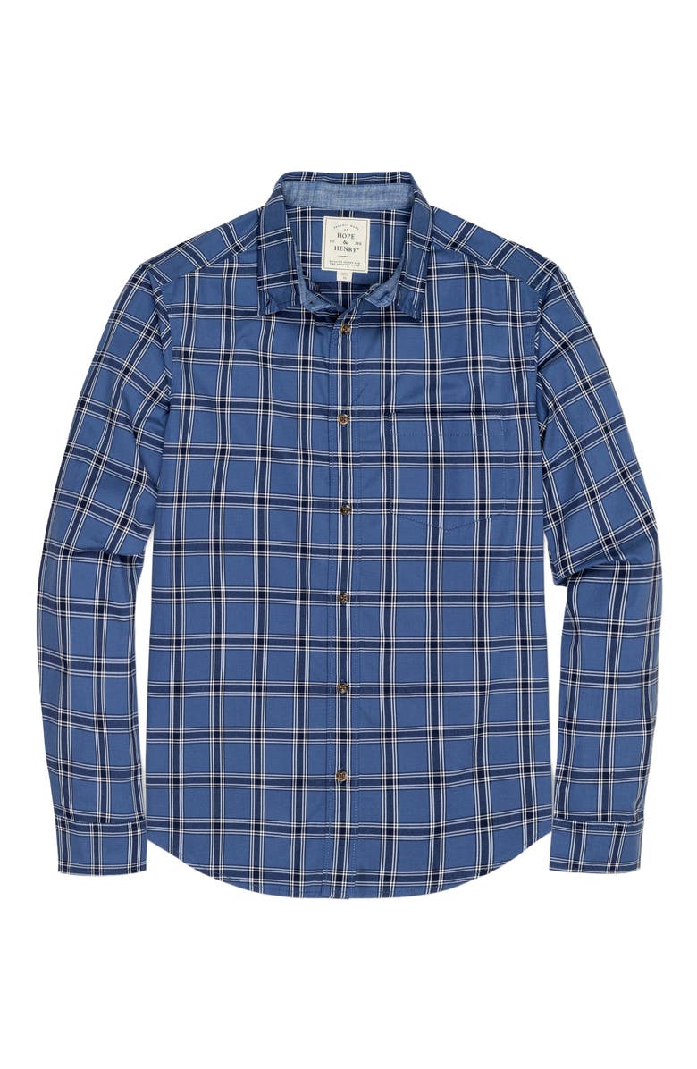 Hope & Henry Men's Organic Stretch Poplin Shirt, Alternate, color, Dark Blue Homeroom Plaid