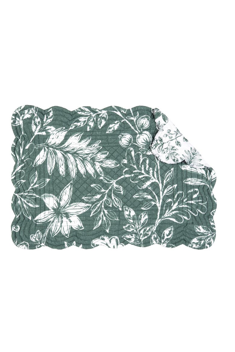 Everview Sage 100% Cotton Quilted Set of 6 Placemats 13" x 19", Alternate, color, White