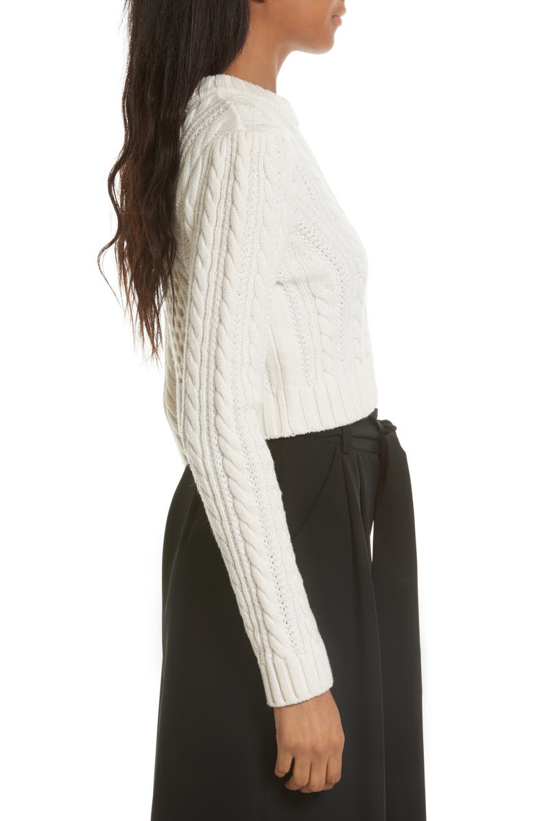 Milly Cropped Aran Stitch Sweater, Alternate, color,